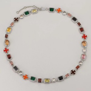 Authentic Vintage Choker 18k Gold Plated Lux Multi Color Uni Sex Gemstone