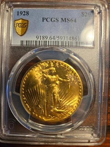 1928 P Gold St. Gaudens $20 Double Eagle - PCGS MS 64