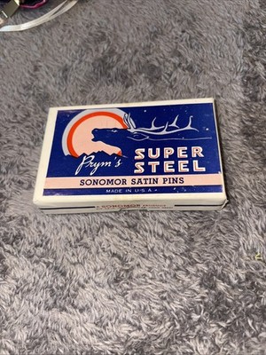 Vintage Prym s Super STEEL Sewing Pins Original Box Sonomor sew 1'' 6 oz #17