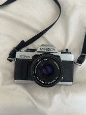 Minolta XG-M Silver 35mm SLR Film Camera w/ MD Rokkor-X 45mm f/2 Lens Strap