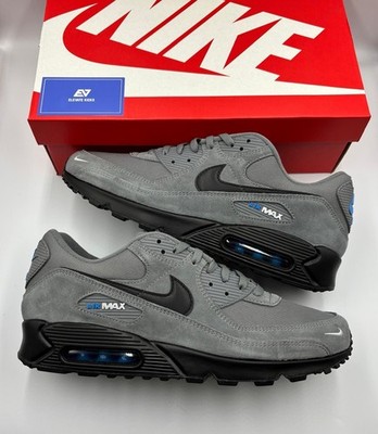 Nike Air Max 90 Smoke Grey Black Blue Herren Sneaker UK 9,5 DO6706 002