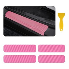 4PCS Car Door Sill Protector with Scraper Carbon Fiber