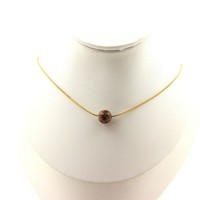 Halskette 1 Perle Leopard Jaspis 8 Mm. Kette Stahl Golden Inoxydable. GrößE FüR