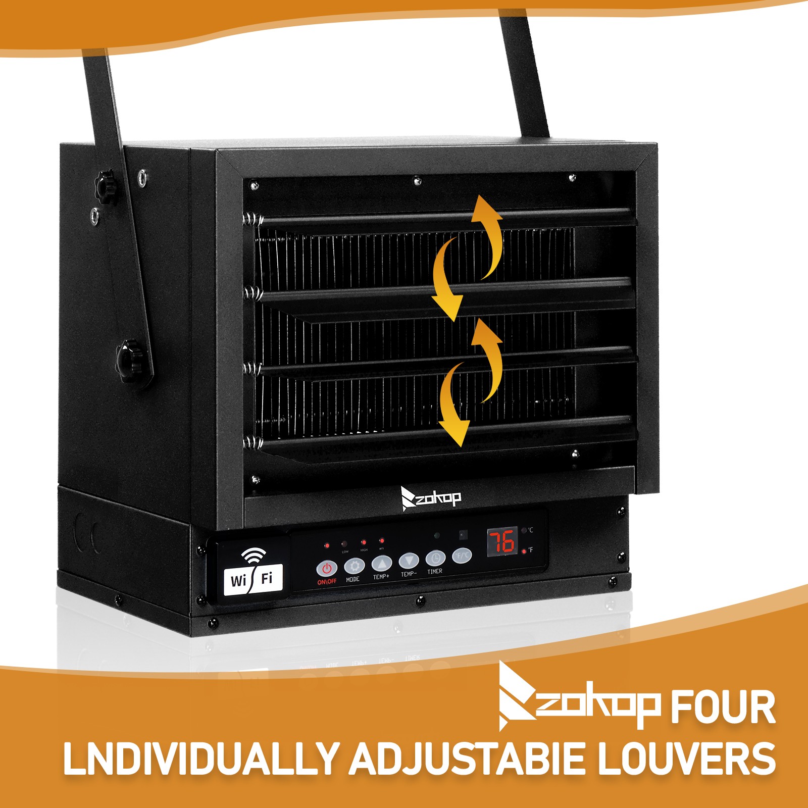 ZOKOP Electric Garage Heater 7500W Ceiling Wall Mounted Space Heater Wifi Remote