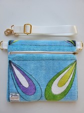 Handmade Cross Body Bum Bag Upcycled Emilio Pucci Towel - Blue Purple Green