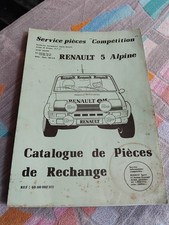Renault 5 Alpine Service Pieces Competition Parts Catalogue 1982 VGC Gordini