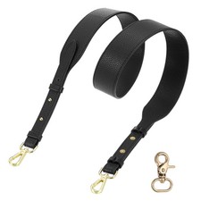 PU Leather Bag Strap Replacement, 41.7"-45.3" Black Gold Buckle 
