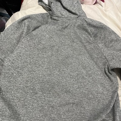 Nike Men s S Gray Pullover Hoodie Polyester Knit Logo Pocket Zipper Accent