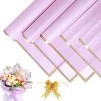 20 Blatt Blumenstrauß Geschenkpapier Wasserdicht Blumen Papier (Lila, 58X58Cm)