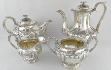 1842 Victorian Four-Piece Sterling Silver Tea and Coffee Set by William Hunter