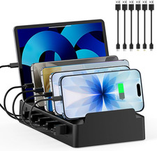 Charging Station for Multiple Devices, 6 Port USB Desktop Charger Dock Compatibl