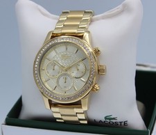 New Authentic Lacoste Charlotte Gold Crystals Chronograph Women's 2000835 Watch