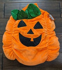 M Medium Pumpkin Jack O Lantern Plush Stuffed Dog Halloween Costume New Glitter