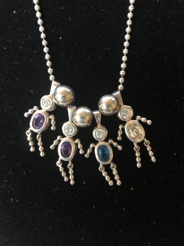 925 STERLING SILVER BIRTHSTONE CHARM NECKLACE 22"
