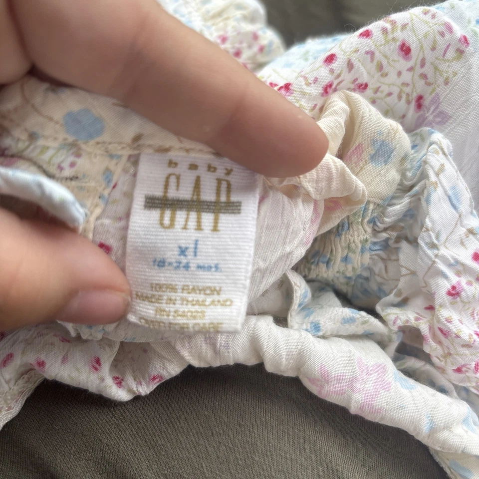 Vestido clásico vintage Gap Baby 1999 para niñas multi (rosa/blanco/azul estampado floral  Foto 2 de 4