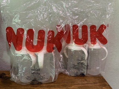 New NUK 4-Pack - 10 fl. oz. - Simply Learner Sippy Cup Gray White Geometric