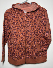 Girls' Zip-Up Fleece Hoodie Sweatshirt - Cat  Jack Chestnut Animal L Plus