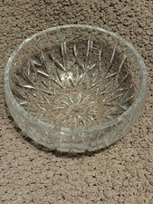 Vintage Cut Crystal Bowl With Starburst Pattern 8in Diameter 4.5 In Tall