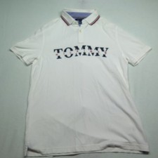 Tommy Hilfiger Comfort Fit Mens White Short Sleeve Polo Shirt SZ L Cotton