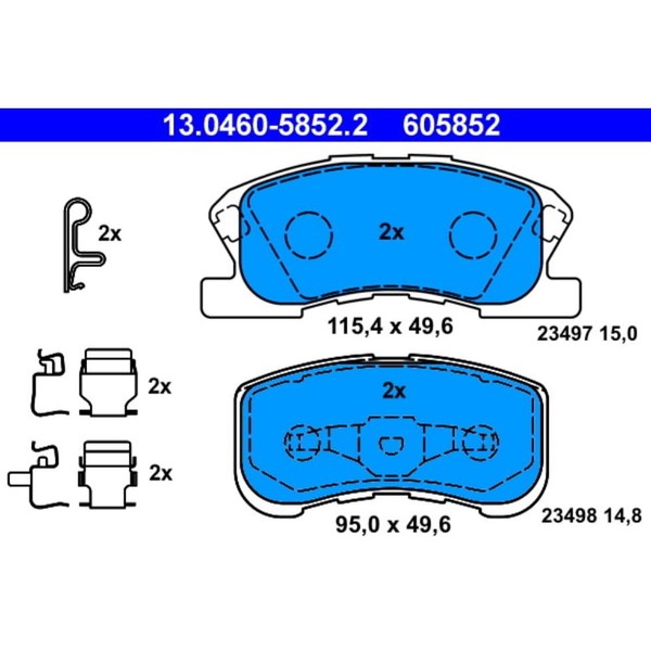 Bremsbelagsatz Scheibenbremse ATE 13.0460-5852.2 FüR Daihatsu Sirion Move Yrv-image