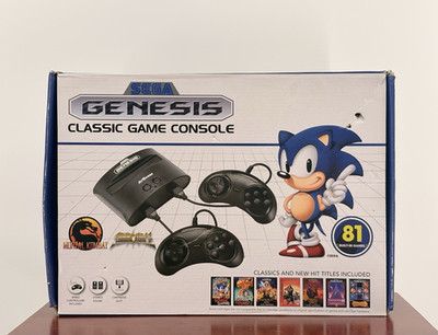 SEGA Genesis Classic Console Black 81 Built-In Games w/ 2 Wired Controllers