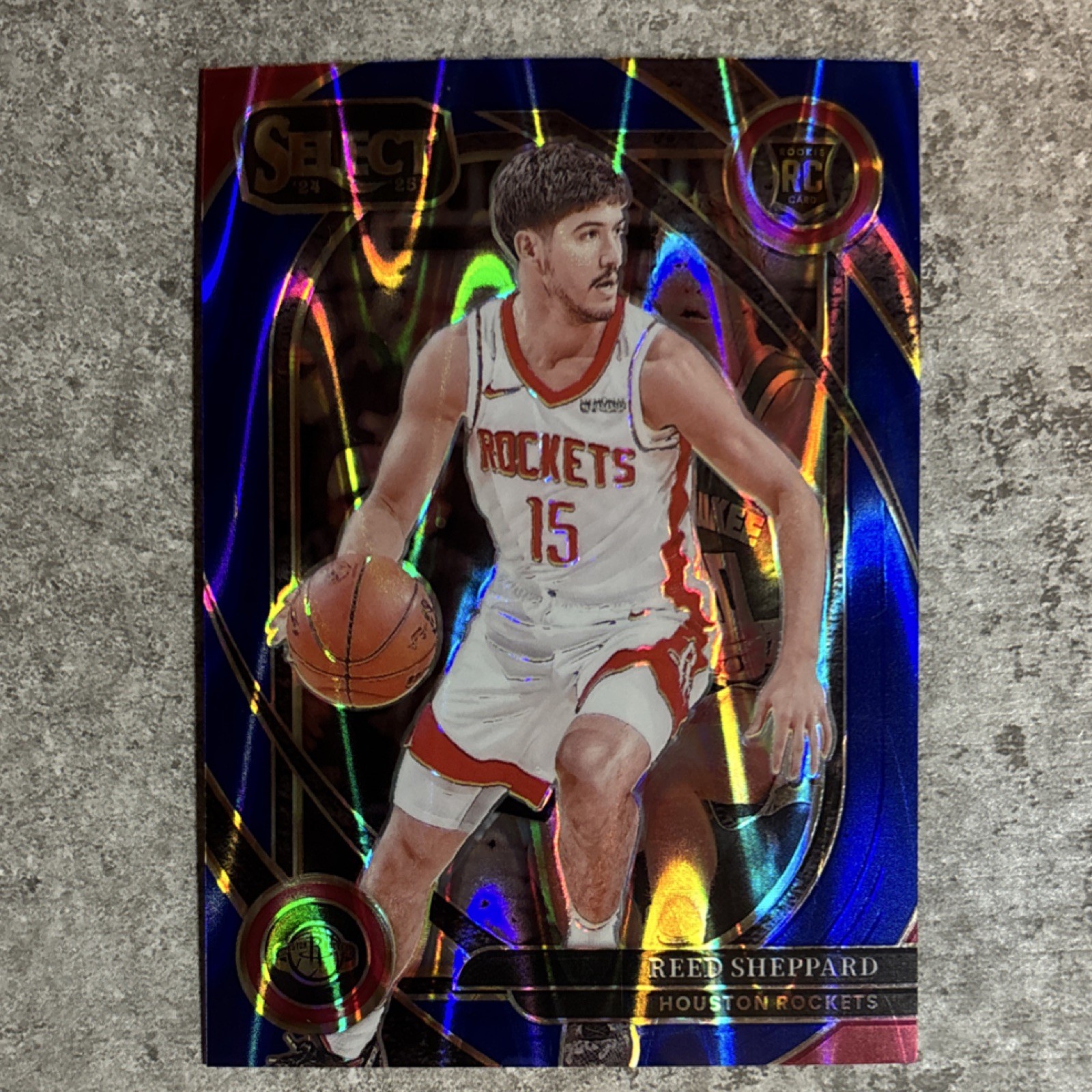 2024-25 Panini Select Blue Tectonic Prizm Reed Sheppard Rockets #299 /99