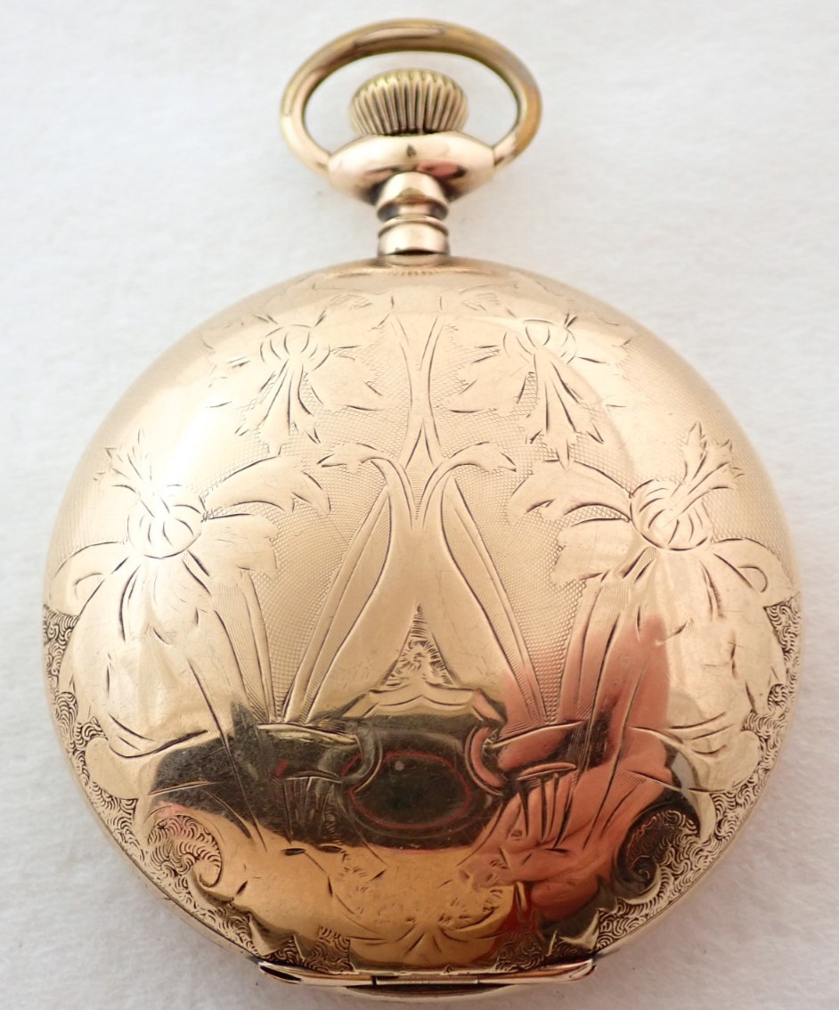 PARTS CASE ENGRAVED ANTIQUE GOLD WATCH FILLED HUNTER POCKET 18s - vintagewatches.pk