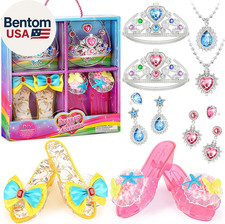 Princess Dress up Shoes Set Girls Role Play Shoes Toddler Pretend Jewelry Toys S