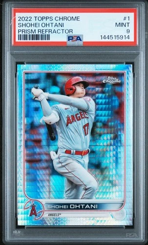 144515914 Shohei Ohtani 2022 Topps Chrome #1 Prism Refractor PSA 9