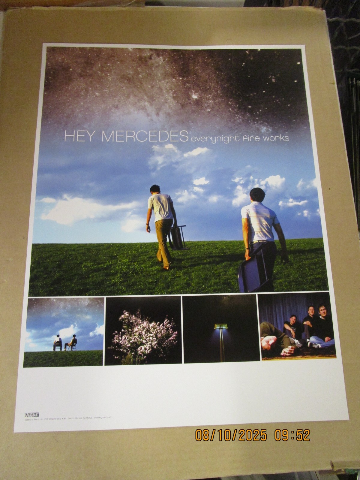HEY MERCEDES Everynight Fire Works Promo Poster New! Unused! 2001 Vagrant EMO
