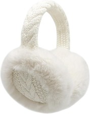 LCXSHYE Winter Women Ear Muffs Warm Knit Warmers Girls Foldable A-white