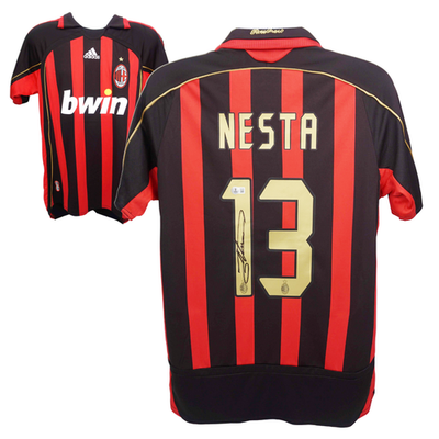 Alessandro Nesta Signed AC Milan Home Soccer Jersey #13 with