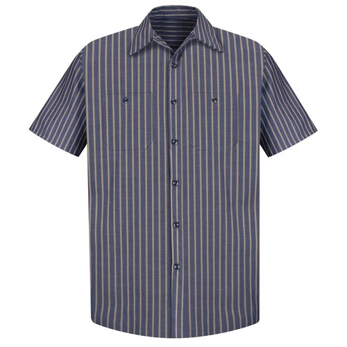Red Kap Work Shirt Poplin Stripe 2 Pocket Men's Industrial Uniform - Picture 24 of 24