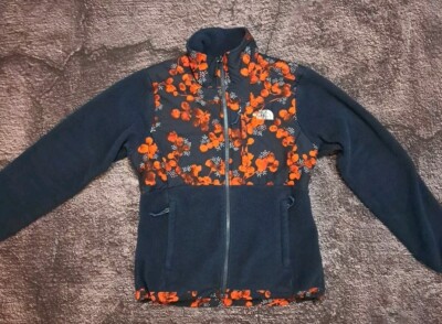 The North Face Womens Polartec Fleece Jacket Small Full Zip Blue Floral