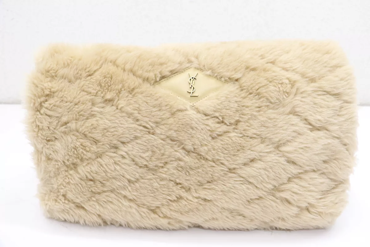 Saint Laurent Large Sade Puffer Envelope Shearling Clutch Bag