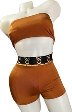 Exotic Dancer Wear Brown Color 2 Pieces Short