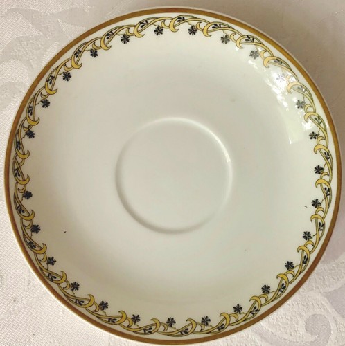 2 ELEGANT HAVILAND LIMOGES CUPS & SAUCERS, SWIRL FLORAL BAND - Picture 7 of 12