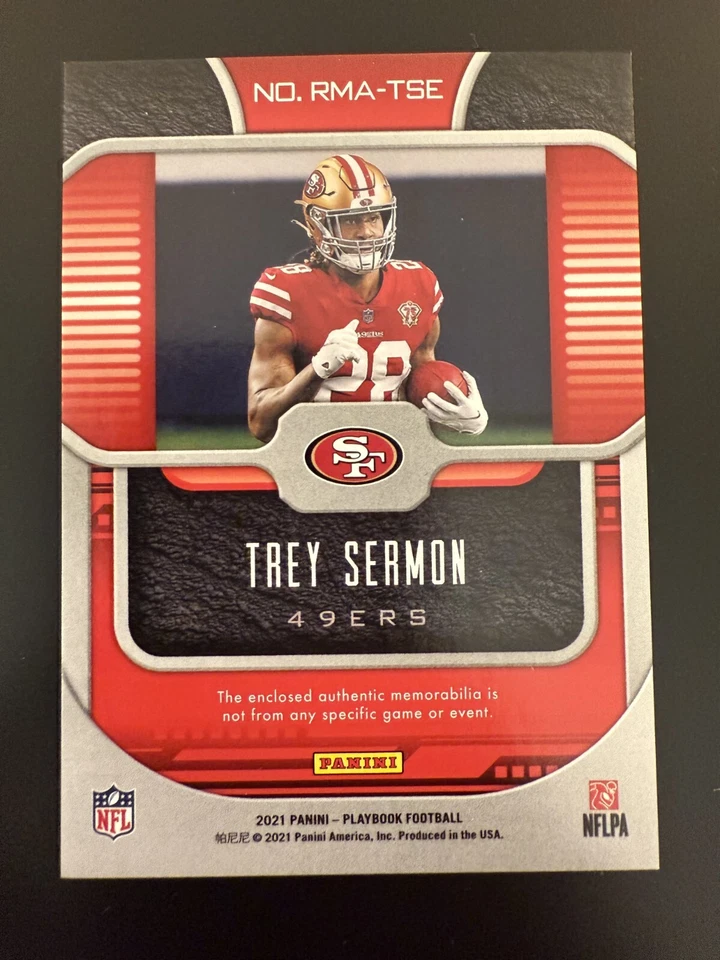 2021 Panini Playbook - Rookie Materials #RMA-TSE Trey Sermon (MEM, RC) - Image 2 of 2