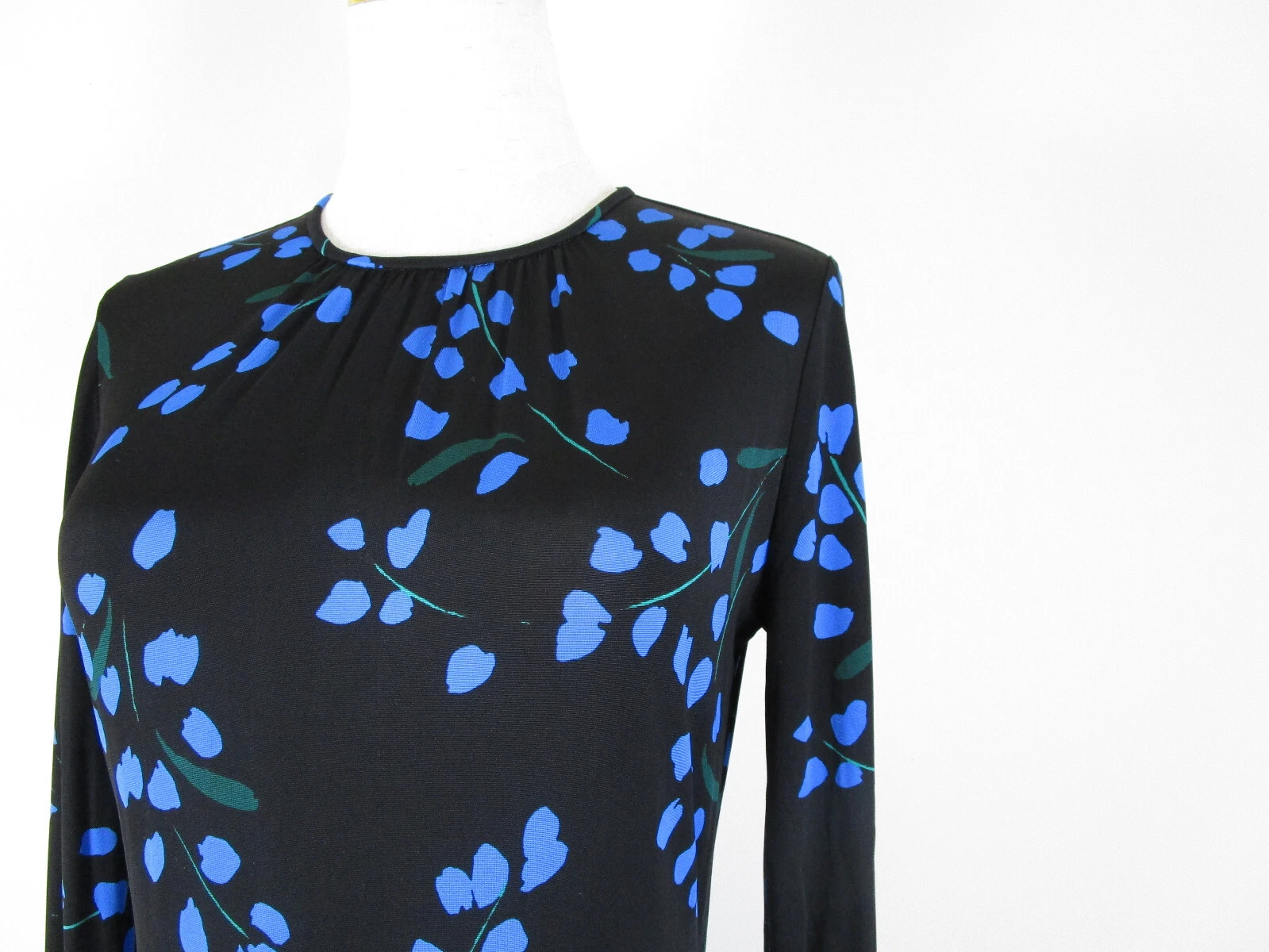 Maxi abito Kate Spade da donna blu nero a maglia floreale midi taglia 2 nuovo con etichette