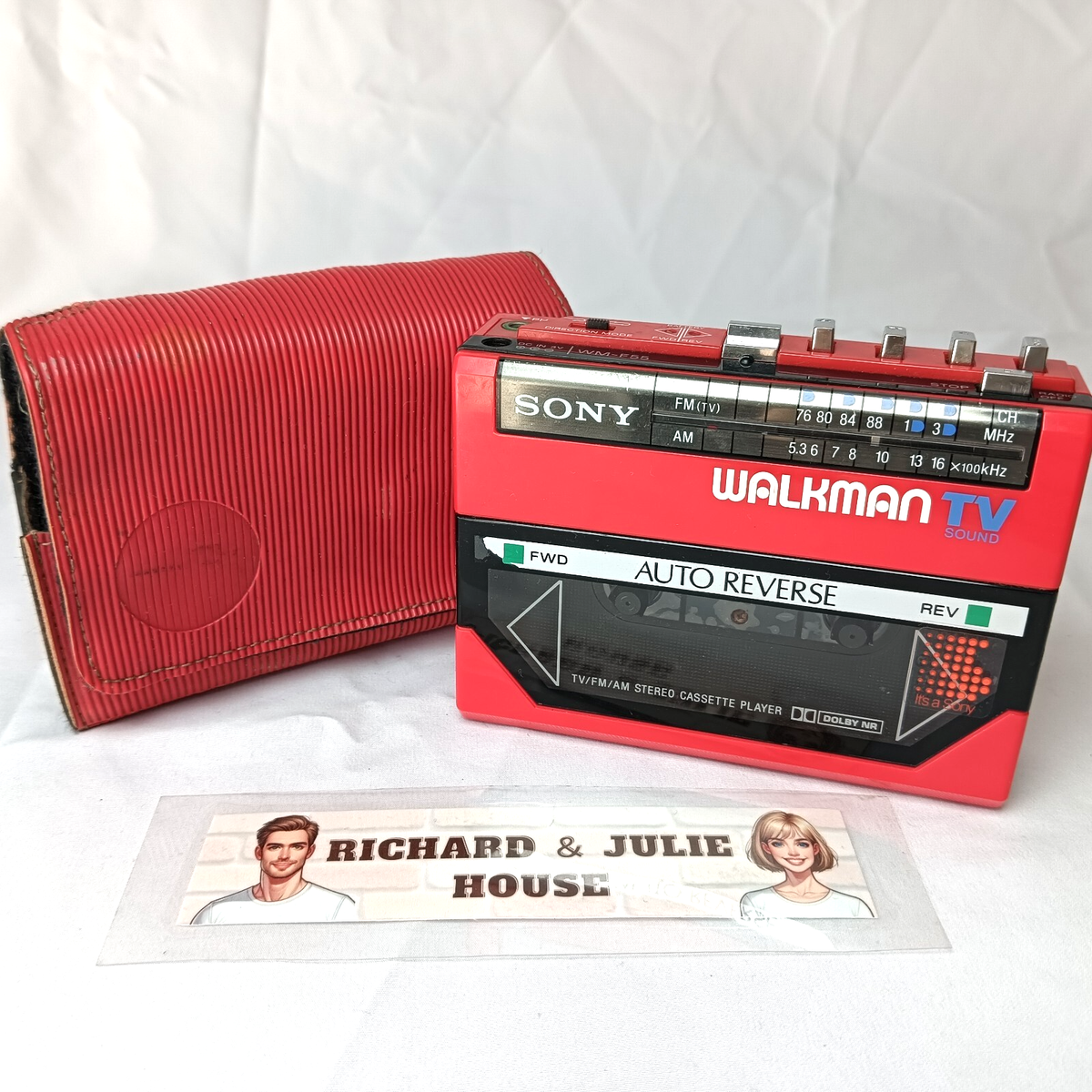 Sony WM-F55 Walkman Red Retro Vintage Cassette Player Made in