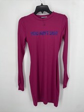 Fashion Nova Women's Size M Purple Pink "You Aint SH*!" Shirt Dress, NWT