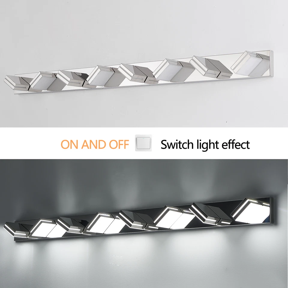 Tocador de 63"" 8 luces LED moderno cromado para baño sobre espejo lámpara de pared accesorio Foto 4 de 4