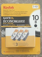 Genuine Kodak 10B Ink Cartridges, Black 3 Pack, Manufactured 2012, Sealed