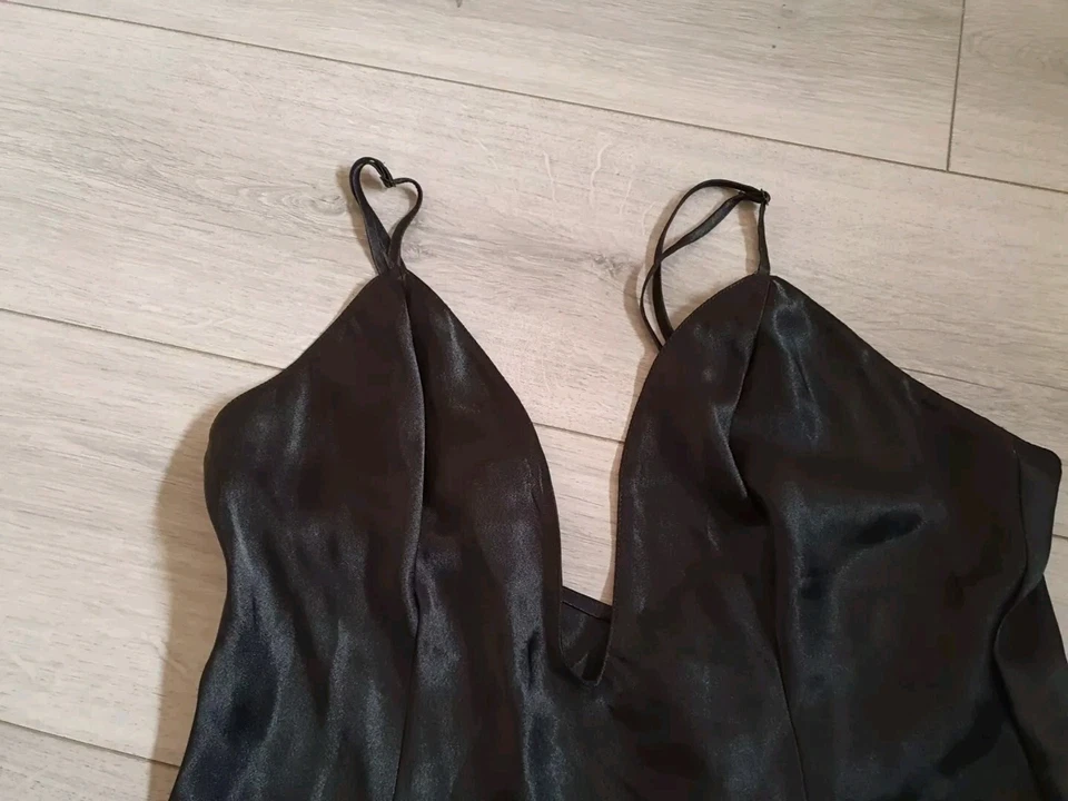 BNWT Vintage La Senza Black Satin Diamante Babydoll Chemise Size 14 - Image 3 of 4