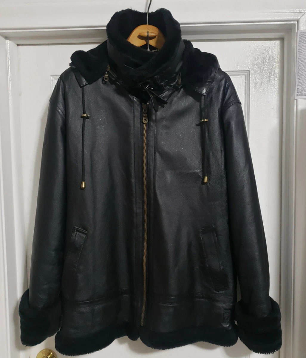Tanners Avenue Fine Genuine Leather Jacket with Hoodie Men s Size Large