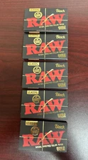 RAW Classic BLACK SINGLEWIDE Double Feed Rolling Papers -5 PACKS