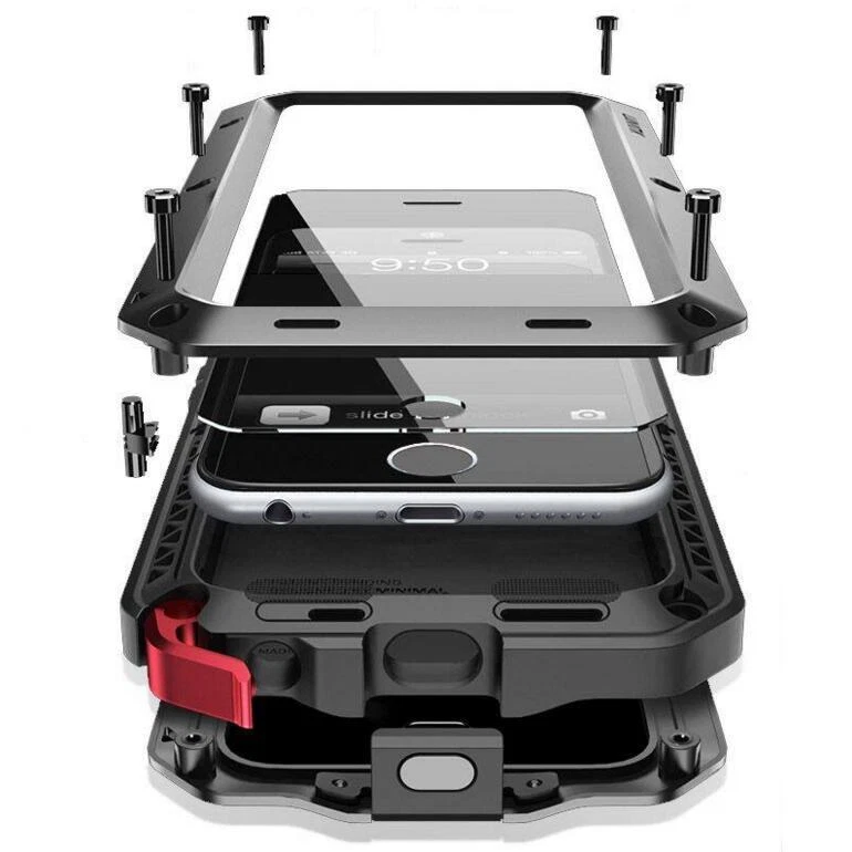 Funda protectora de aluminio resistente a prueba de golpes para iPhone X XR XS Max 8 7 6s Plus SE Foto 3 de 4