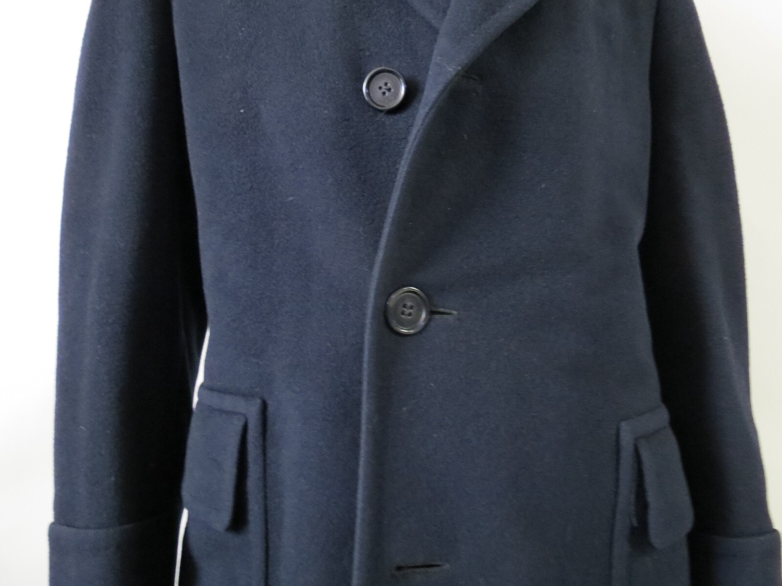 Rare VTG Union made Hart Schaffner & Marx Vicuna blend navy blue Overcoat 44 R image 8