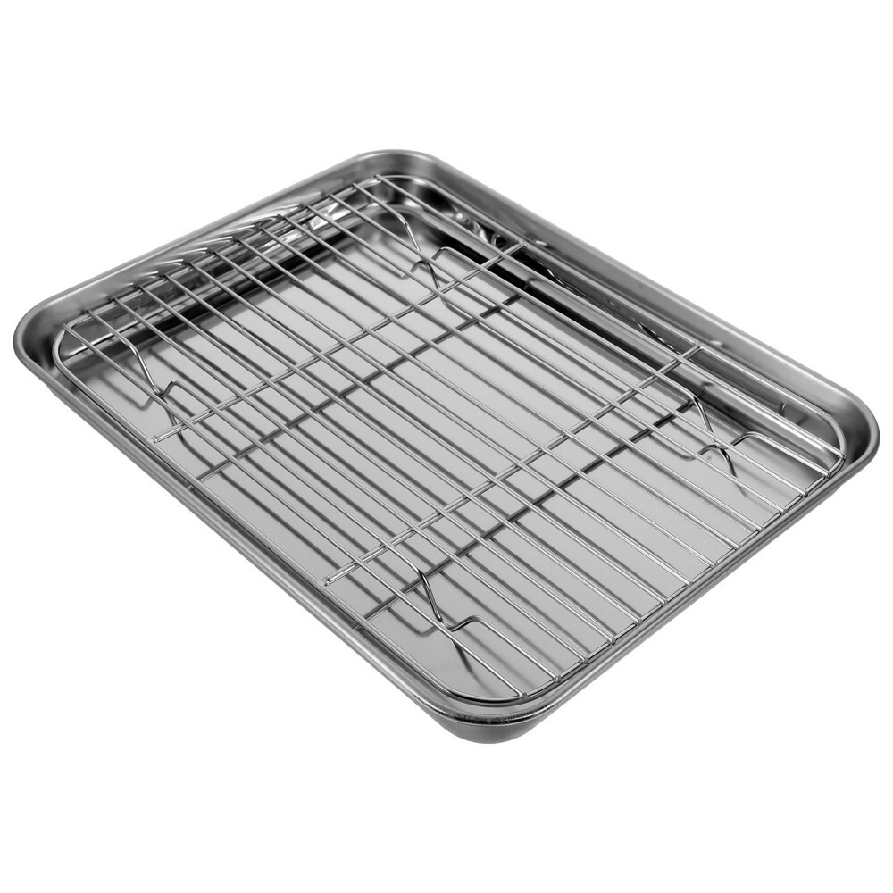2 Pieces/Set Nonstick Grid Baking Pans Square Tray Frying with Lid