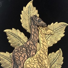 Giraffe Pin Brooch Vintage Multi Tone Metal